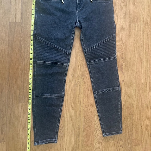 ALL SAINTS Black Biker Cropped Denim Jeans - W 30" - Picture 2 of 8